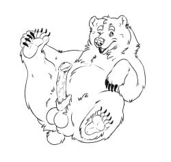 anatomically_correct anatomically_correct_genitalia anatomically_correct_penis animal_genitalia animal_penis ass atroquine balls big_balls big_penis brown_bear erection feral fluffy genitals grizzly_bear holding_paws kuruk_(character) looking_at_viewer male mammal one_eye_closed pawpads paws penis presenting presenting_hindquarters sheath solo ursid ursine ursine_penis wink winking_at_viewer