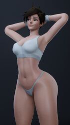 3d 3d_(artwork) ass big_ass big_breasts big_butt blender blender_(software) breasts british brown_hair bubble_ass bubble_butt busty cpt-flapjack curvy cute fat_ass green_eyes gym_clothes gym_uniform hourglass_figure huge_ass huge_butt lena_oxton overwatch panties pawg pinup pose posing shiny shiny_skin short_hair thick thick_ass thick_thighs thong tracer wide_hips