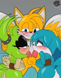 2_penises afrosoricid anthro anus arms_tied ass balls bed bi_domination big_butt bisexual bisexual_male blue_body blue_eyes blue_fur both_sexes_in_same_situation bound canid canine diphallia diphallism double_fellatio double_oral ear_piercing fellatio female femboy femboy_on_tomboy femsub fennec fox fur furniture genitals green_body green_hair group group_sex hair half-closed_eyes hi_res humanoid idw_comics idw_publishing kitsunami_the_fennec looking_at_another looking_pleasured male male/female male/male male_and_female_subs maledom malesub mammal mobian_(species) multi_genitalia multi_penis narrowed_eyes oral penile penis piercing pinup pose purple_eyes pussy sega sex sirjzau sonic_(series) sonic_the_hedgehog_(comics) sonic_the_hedgehog_(idw) sonic_the_hedgehog_(series) surge_the_tenrec tails tenrec threesome tomboy yellow_body yellow_fur