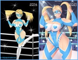 1girls abs art_progression artist_name ass athletic athletic_female before_and_after blonde_hair blue_eyes breasts busty capcom cleavage eyelashes fit fit_female large_ass large_breasts legs lips long_hair mask muscular_female pixiv rainbow_mika riukykappa shiny_hair shiny_skin street_fighter street_fighter_alpha_3 thick thick_legs thick_thighs thighs thunder_thighs voluptuous watermark wrestler wrestling_outfit