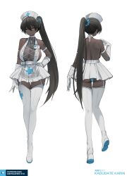 1girls asymmetrical_hair asymmetrical_sleeves back_view backless_outfit big_breasts blue_archive blue_panties breasts character_name choker cleaning_&_clearing_(blue_archive) crotchless_panties dark-skinned_female dark_skin dishwasher1910 female female_only fishnet_armwear front_view garter_straps gloves inner_sideboob karin_(blue_archive) long_ponytail millennium_science_school_student multiple_views nipple_bulge nurse nurse_cap nurse_uniform panties patreon_username plain_background short_skirt sideboob tagme thighhighs thighs white_background white_legwear yellow_eyes