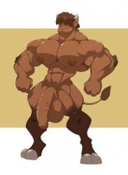 abs anthro arm_tuft balls big_balls big_biceps big_muscles big_pecs big_penis bovid bovid_horn bovine bovine_horn bovine_tail broad_shoulders brown_body brown_fur brown_hair brown_nipples digitigrade flaccid fur genitals hair hair_over_eyes hi_res hooves horn huge_balls huge_biceps huge_cock huge_muscles huge_pecs humanoid_pointy_ears hyper hyper_balls hyper_genitalia hyper_muscles hyper_penis kartos male mammal muscular muscular_anthro muscular_male nipples nude pecs penis shaggy_hair solo thick_thighs tuft vein veiny_penis