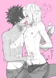 2boys ametoki_ichi arms_tied arms_tied_behind_back bite_mark dabi gay hand_on_penis handjob hands_tied male male/male male_only my_hero_academia penis_grab saliva saliva_trail shigaraki_tomura shimura_tenko shirtless tied_up todoroki_touya tomura_shigaraki tongue tongue_out touya_todoroki yaoi