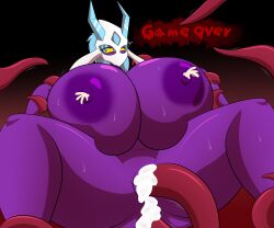 big_breasts blue_eyes blue_hair breasts double_penetration female froslass frostine_glacier furry game_over gameplay_mechanics hair hi_res huge_breasts ice_horn mask nintendo penetration pokémon_(species) pokemon purple_body solo tentacle tentacle_sex ultrazeta120 video_games