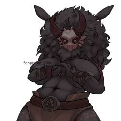 2022 abs anthro bandage big_breasts black_body black_mane breasts brown_belt chubby chubby_female covered_nipples crossed_arms female female_focus female_hilichurl female_mitachurl female_only forgotten_dildo genshin_impact hi_res hilichurls_(species) horn horns loincloth mammal mane mask mitachurl monster_girl overweight rule_63 solo solo_female solo_focus standing tall_female tattoo video_games