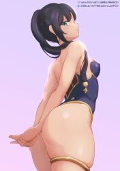 1girls ass ass_focus big_ass big_butt black_hair blue_eyes breasts cute dat_ass fat_ass female female_only genshin_impact huge_ass large_ass long_hair looking_at_viewer mona_(genshin_impact) nsfw_oa presenting seductive small_breasts solo_focus thick_thighs twintails wide_hips