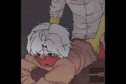 anal anal_insertion anal_sex animated countryhumans cum cum_in_ass cum_inside doggy_style gay germany_(countryhumans) gif hair on_bed poland poland_(countryhumans) red_body red_eye red_skin tears vibrating yaoi