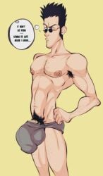 balls big_balls big_penis bulge flaccid hairy hunter_x_hunter leorio_paladiknight male male_only muscles muscular penis solo solo_male throatpussy underwear