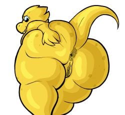 alpha_channel alphys anthro anus ass big_butt edit eyewear female genitals glasses hi_res huge_butt lizard looking_at_viewer looking_back presenting pussy reptile scalie simple_background solo transparent_background undertale undertale_(series) video_games wittless-pilgrim