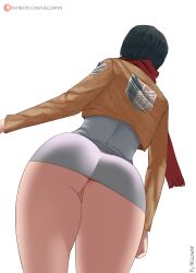 1girls anus anus_peek asian ass ass_focus attack_on_titan big_ass big_butt black_hair bottomless bottomless_female bottomless_skirt butt dat_ass female female_focus female_only hell904 low-angle_view medium_hair mikasa_ackerman pale-skinned_female pussy scarf shingeki_no_kyojin short_hair skirt solo solo_female standing thick_thighs thighs tight_clothing tight_fit tight_skirt viewed_from_below