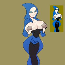 1girls alien alien_girl alien_only areolae ben_10 ben_10_alien_force big_breasts blue_eyes caglioro3666 cartoon_network cicely cleavage curvy dress exposed_breasts female flashing flashing_breasts hood hourglass_figure huge_breasts long_dress mature mdmr milf mother queen redraw royalty simple_background voluptuous white_skin wide_hips