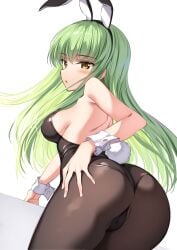 ass ass_focus blush breasts bunny_ears bunnysuit c.c. cameltoe code_geass female green_hair long_hair looking_at_viewer looking_back oryou solo tagme