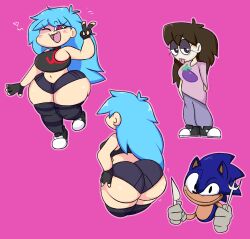 1boy 1girls ass big_ass big_breasts big_butt breasts butt chikiababy exe_(revie) faker_(revie) female fnf_mods friday_night_funkin neetblue original_skyblue skyblue skyblue_(neet_form) sonic_(series) sonic_the_hedgehog_(series)