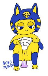 andromorph animal_crossing ankha ankha_(animal_crossing) anthro cuntboy dildo felid feline genderswap_(fti) intersex lube mammal masturbation nintendo noboyasaku sex_toy simple_coloring solo video_games