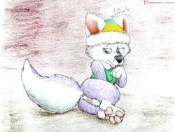 anus canid canine everest_(paw_patrol) female feral genitals mammal paw_patrol paws pussy solo yordraw