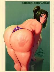 1girls ass ass_focus back bent_over big_ass blush bottomwear crimson_kaiserin dark_green_hair dat_ass female female_only green_hair hair hair_bun handprint handprint_on_ass huge_ass inko_midoriya large_ass lips looking_at_viewer looking_back massive_ass mature mature_female mature_woman milf mother my_hero_academia slap_mark solo solo_female spank_marks thick_lips thighs thong