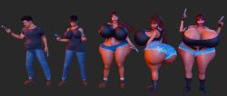 1girls 3d bimbo bimbofication black_lagoon black_tank_top dual_wielding female female_only gender_transformation gun guns guns_akimbo huge_breasts jackd22 revy sequence solo