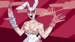 blood breasts broken_cloth bunny_ears bunnysuit female five_nights_at_freddy's five_nights_at_freddy's:_security_breach knife mask nipples reych_nsfw scars vanny vanny_(fnaf) white_skin