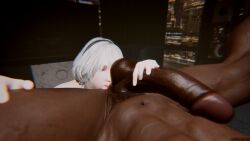 1boy 1boy1girl 1girls 3d abs apartment balls ballsack bed bedroom big_penis city_background dark-skinned_male dark_skin female hand_on_penis headband interracial interracial_sex large_penis light-skinned_female light_skin looking_at_another male muscular muscular_male nier nier:_automata nier_(series) penis pubic_hair rimjob rimming rimming_male taikakettu tongue tongue_out tv tv_screen twitter_link twitter_username unseen_male_face white_hair yorha_2b