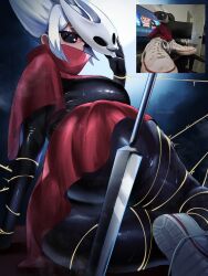 1girls ass ass_focus big_ass bubble_butt female female_only hollow_knight hollow_knight:_silksong hornet_(hollow_knight)_(cosplay) huge_ass meme omniartstudio refere reference_image sunglasses thick_thighs tinted_eyewear