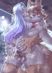 1futa 1girls after_anal aicandii animal_ears animal_genitalia animal_penis anus areolae balls bite_mark bite_marks blood blue_eyes blush blushing breasts buffpup_(vtuber) canine_genitalia canine_penis carrying carrying_partner cum cum_in_ass cum_leaking cum_leaking_out_of_anus dog_ears dog_futa duo female fur futa_on_female futanari heart-shaped_pupils huge_breasts inner_ear_fluff lavender_hair light-skinned_female light-skinned_futa light_skin long_hair nipples open_mouth orange_fur orange_hair pierced_nipples piercings purple_hair rough_sex scratches sex stand_and_carry_position standing standing_sex tearing_up tears tears_in_eyes tears_of_pleasure tongue tongue_out vagina vaginal vaginal_penetration vaginal_sex vchiban virtual_youtuber waieeeee