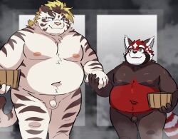 2022 ailurid anthro belly black_body duo felid genitals hi_res humanoid_genitalia humanoid_hands humanoid_penis inside kemono licho_(tokyo_afterschool_summoners) lifewonders male male/male mammal moobs navel nipples overweight overweight_male pantherine penis ptcmtr red_body red_panda small_penis tiger tokyo_afterschool_summoners video_games white_body young zhurong_(tokyo_afterschool_summoners)