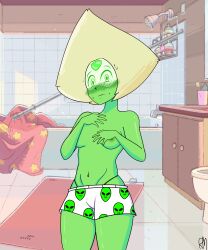 bathroom boxer_shorts boxers cartoon_network clothing green_body male_underwear peridot_(steven_universe) shorts small_breasts steven_universe thong underwear