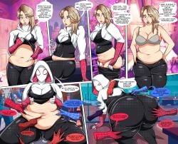 ass ass_expansion assthethick bbw belly belly_expansion belly_overhang big_ass big_belly big_breasts bloated bloated_belly bloated_stomach blonde_hair body_growth_(enlargement) breast_expansion breast_growth_(enlargement) breasts bubble_ass bubble_butt chubby chubby_chaser chubby_female comic dialogue digital_media_(artwork) english_text fat fat_ass feedee feederism feeding female female_focus gigantic_breasts gluttony groping_ass groping_thighs gwen_stacy gwen_stacy_(spider-verse) huge_ass huge_breasts huge_thighs large_ass large_breasts marvel marvel_comics morbidly_obese morbidly_obese_female obese on_hands_and_knees overweight overweight_female poking_belly spider-man:_across_the_spider-verse spider-man:_into_the_spider-verse spider-man_(series) squeezing squeezing_ass squeezing_thigh ssbbw thick_thighs weight_gain weight_gain_female weight_gain_sequence