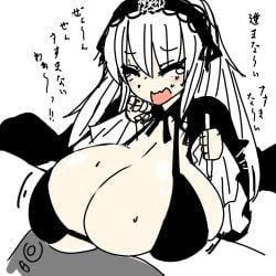 big_breasts bikini bimbo blush breasts closed_eyes female gigantic_breasts huge_breasts hyper_breasts large_breasts long_hair massive_breasts open_mouth rozen_maiden solo suigintou sweat tagme vaba white_hair