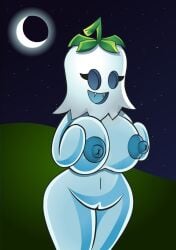 blanket boobs floating ghost_girl ghost_pepper_(pvz) night outside plantie plants_vs_zombies screwroot