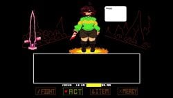 16:9 1boy 1girls aged_up ass big_ass big_breasts big_butt big_penis big_thighs blush brown_hair chara chara_(lovemaniac) chara_(undertale) clothed english_text female female_chara fight frisk gameplay grabbing_ass grabbing_breasts green_clothing grope groping groping_ass groping_breasts heart knife light-skinned_female light_skin looking_at_viewer looking_pleasured love_maniac male music penis pixel_animation pixel_art pleasure_face red_eyes sex shorter_than_30_seconds smile smiling sound sound_effects tagme team_nebula undertale undertale_(series) video whore_eyes yellow_body