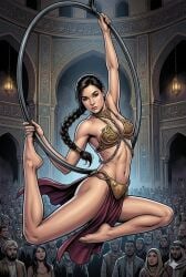 aerial_hoop ai_generated arabian desert porn_star pornstar sasha_grey slave slave_bikini slavekini