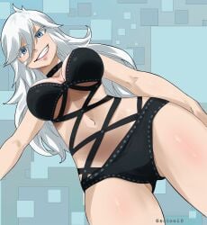 1girls blue_eyes edens_zero gaston18 lingerie looking_at_viewer sister_ivry smile solo white_hair