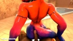 1boy 1girls 3d ambiguous_penetration animated anthro ass ass_shake athletic_female backboob big_ass big_breasts buttjob cayenne_(kasdaq) cumshot human human_on_anthro human_penetrating kasdaq light-skinned_male multicolored_body nude_female nude_male outside pov scalie shaking_butt sound spiked_collar sunglasses tail tattoos thick_thighs video