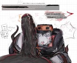 2boys before_blowjob big_dom_small_sub blocky_anatomy blocky_body blowjob builderman builderman_(forsaken) consensual cum cum_in_mouth drool erect_penis foreskin forsaken_(roblox) fully_clothed gay impossible_fit large_penis looking_at_viewer massive_penis messy on_knees penis praise request roblox roblox_game robloxian self_upload size_difference slimeyslimer sweat tears tentacle tentacle_around_arm tentacle_around_waist text text_bubble the_spectre_(forsaken) throbbing_penis tongue_out top_pov veiny_penis whiteboardfox