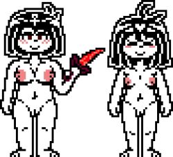 2d 2girls blush breasts chara characookies_(artist) completely_nude completely_nude_female female female_only frisk human human_female human_only knife multiple_girls nude nude_female pixel_art pussy sprite_sheet transparent_background undertale undertale_(series)