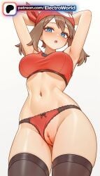 1girls 2026 ai_generated armpits artist_name blue_eyes blush breasts brown_hair bust chest clitoral_hood electroworld exposed_pussy female from_below gradient gradient_background heart heart-shaped_pupils hi_res high_quality high_resolution highres juicy_pussy looking_at_viewer may_(pokemon) navel open_mouth patreon patreon_username pokemon pussy solo stable_diffusion thighhighs tight_pussy uncensored vagina watermark
