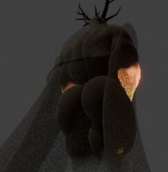 3d 3d_(artwork) 3d_model 3d_render antlers ass_focus augghles deadlock deity gay hidden_king_(deadlock) humanoid muscular muscular_male non-human non-human_head non-human_only