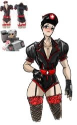 1boy blush clothed clothing crossdressing ggez2341 male male_only medic_(tdx) nurse nurse_cap nurse_uniform reference_image roblox roblox_game robloxian sexy_nurse tagme tower_defense_x