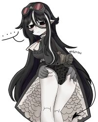 ... 1girls 1other ascot ass black_dress black_hair black_panties borrowed_character bound bound_wrists brown_eyes closed_mouth commission demon_tail disembodied_hand dress expressionless frilled_dress frills from_behind gloves goggles goggles_on_head grabbing_another's_ass grey-framed_eyewear grey_gloves groping jitome long_hair looking_at_viewer mole mole_under_mouth multicolored_hair original pale_skin panties pipo_(pipochipzz) pointy_ears print_panties red-tinted_eyewear simple_background solo speech_bubble spoken_ellipsis streaked_hair tail tinted_eyewear twitter_username underwear very_long_hair white_ascot white_background white_hair
