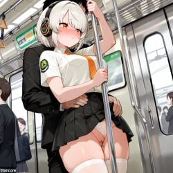 (titancore) ai_generated anby_demara big_cock business_man curvy_figure cute_girl getting_fucked headphones lifting_skirt male molesting orange_eyes panties penetration pervert pounding_pussy pussy_showing school_uniform schoolgirl sex_from_behind short_hair subway_train video_game_character wet_pussy white_hair zenless_zone_zero