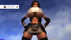 1girls 3d achievement_unlocked artist_name bare_shoulders big_breasts breasts brown_hair bursting_breasts busty cleavage curvy drakepowers eyebrows eyelashes eyeshadow female female_only final_fantasy final_fantasy_vii final_fantasy_vii_remake gameplay_mechanics hair hands_on_hips hips human hyper hyper_breasts large_breasts lips long_hair navel nose playstation ready_to_pop red_eyes thick_legs thick_lips thick_thighs tifa_lockhart trophy trophy_unlocked upper_body video_games voluptuous watermark wide_hips