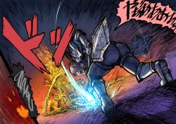 action_pose armor comic comic_page female female_only fighting helena_(yukio) knight original solo yukio