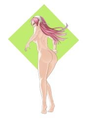 1girls absurdres ass back back_view bare_back big_ass cherche_(fire_emblem) commission completely_nude female female_only fire_emblem fire_emblem_awakening highres long_hair looking_at_viewer looking_back nintendo nude nude_female pink_eyes pink_hair pomelomelon solo thighs white_background