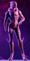 3d alien animal_genitalia bodypaint face_paint genital_slit genitals hand_on_hip hi_res kagekave looking_aside male male_only mass_effect muscular muscular_male no_humans nude slit solo standing turian video_games