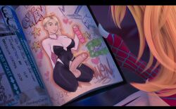 1futa balls big_ass big_penis blonde_hair blue_eyes breasts canonical_scene condom costume erection femboycarti foreskin futa_only futanari gwen_art_check gwen_stacy human light-skinned_futanari light_skin marvel meme pale_skin partially_retracted_foreskin penis piercing shaved_side solo spider-gwen spider-man:_into_the_spider-verse spider-man_(series) suggestive uncut