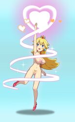 1girls big_breasts blonde_hair blue_background blue_eyes breasts female female_only full_body heart heart_censor heels hi_res high_heels inkapple long_hair looking_up magical_girl mario_(series) naked nintendo nipples nude nude_female open_mouth pose princess_peach pubic_hair shadow simple_background smile solo super_smash_bros.