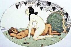 1boy 1girls art art_nouveau fine_art gerda_wegener greek_mythology historical_porn nipples nude nymph nymph_(greek_mythology) public_domain satyr satyr_(greek_mythology) sex straight_hair