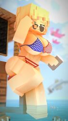 1girls 3d adjusting_eyewear adjusting_glasses adjusting_sunglasses american_flag american_flag_bikini beach bikini bikini_bottom bikini_top blonde_hair cuteskyler female female_only hat looking_over_eyewear looking_over_glasses looking_over_sunglasses merica_(cuteskyler) mine-imator minecraft solo solo_female sunglasses tinted_eyewear