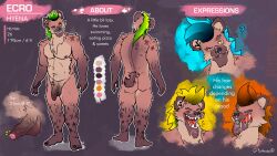 absurd_res anthro armpit_hair ball_tuft balls body_hair brown_body brown_fur brown_nipples bubbashiad bulge character_name chest_tuft digital_media_(artwork) erection fur genitals hair hi_res humanoid_genitalia humanoid_penis hyaenid male mammal model_sheet muscular muscular_anthro muscular_male nipples nude pecs penis pubes simple_background solo_male tuft vein veiny_penis